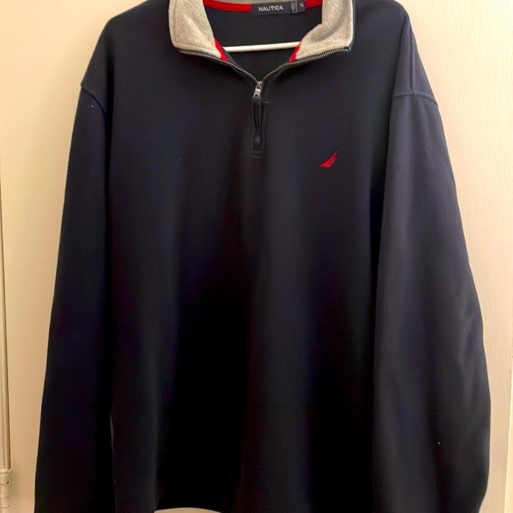 Nautical navy 1/4 zip fleece pull over XL